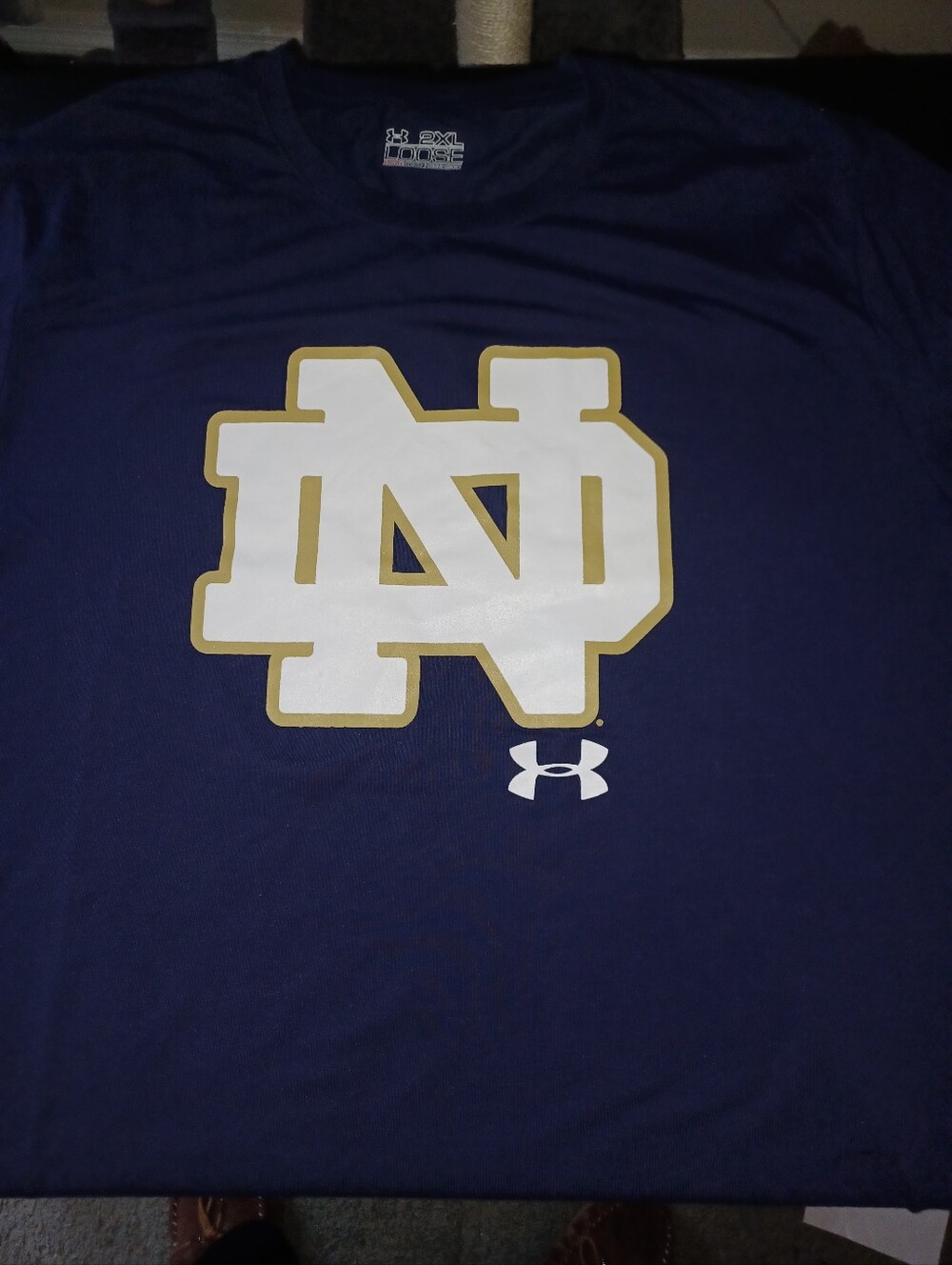 Notre Dame Fighting Irish Under Armour Loose Fit Shirt Big Mans Size 2XL Blue 2X